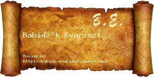Babiák Evariszt névjegykártya